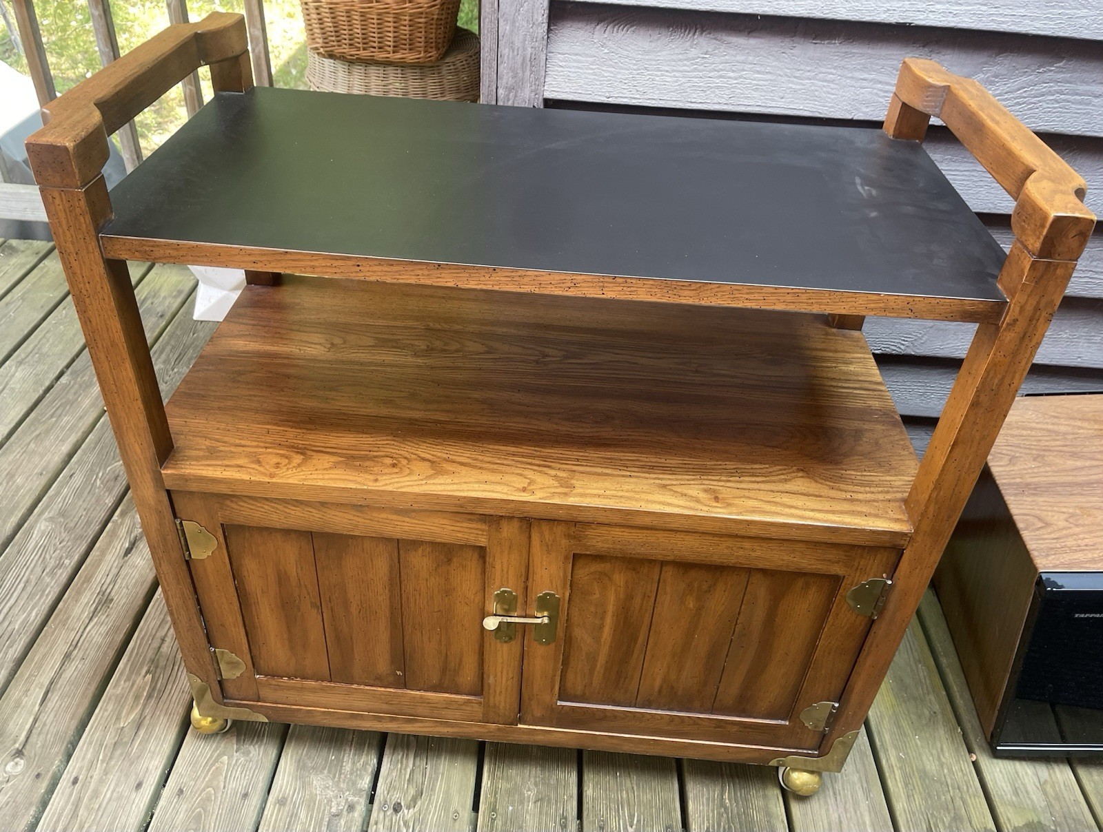 Vintage Thomasville Cocktail Server Liquor Mini Bar Cabinet on Wheels Rare 1973