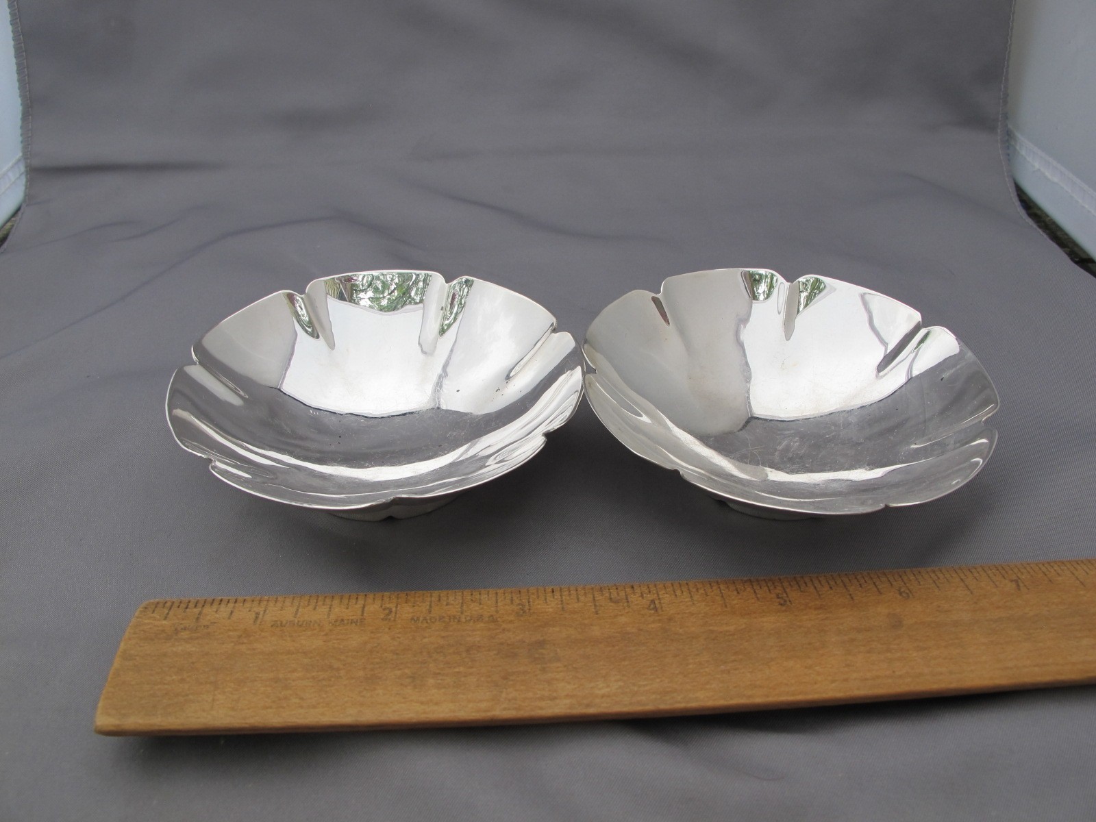 Pair A.A. BIEBER HANDWROUGHT Sterling Small FOOTED DISHES- 3 3/4 Inches-No Mono