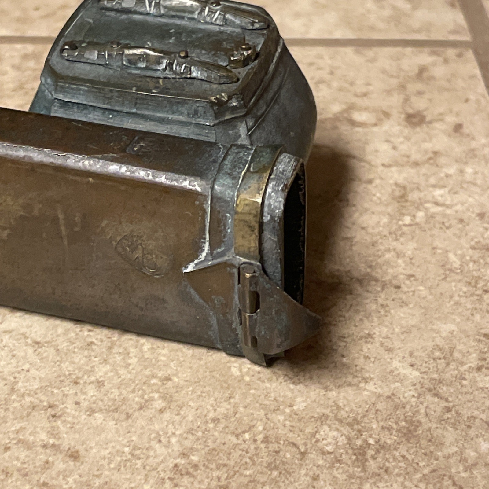 Antique Ottoman ink pot Brass Traveling Scribe Inkwell Quill Box