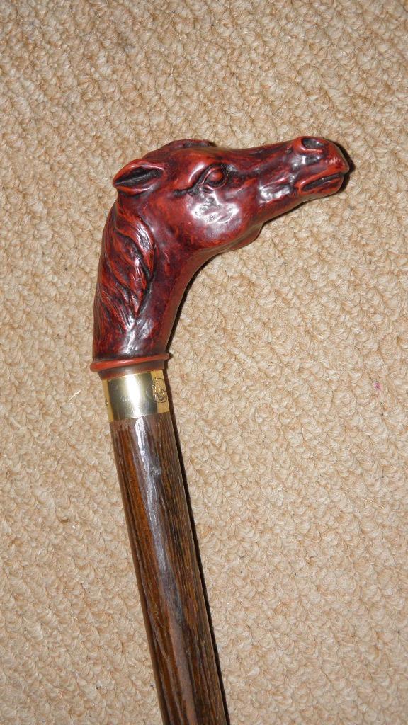 Vintage Walking Stick / Cane – Horse Head Handle & Brass Collar By Classic Canes