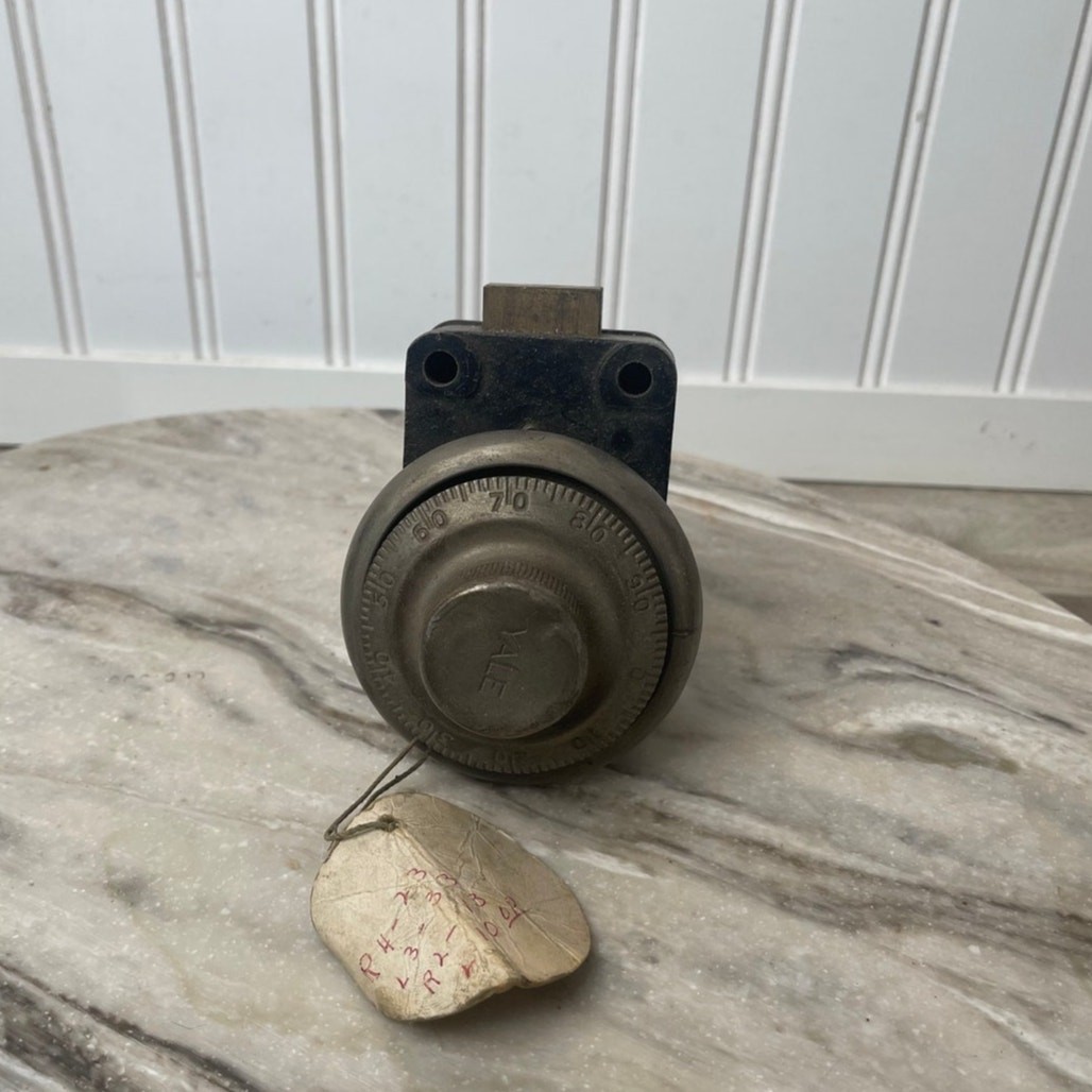 Lock, Combination, Yale & Towne Antique Keyless Rim Working Cast Iron Brass Used