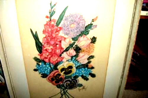 1940s Original Cottagecore Floral Watercolor Painting Pansies Creamy Chippy Bold