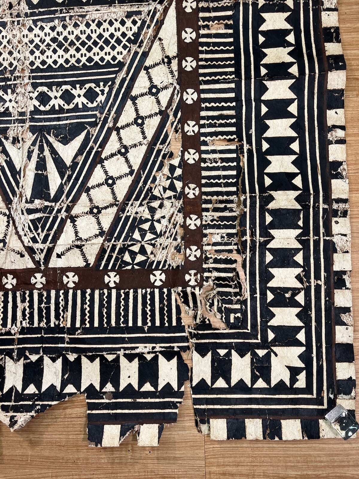Samoa Tuvalu Polychrome Bark cloth floor mat ca. first half of the 20th c.