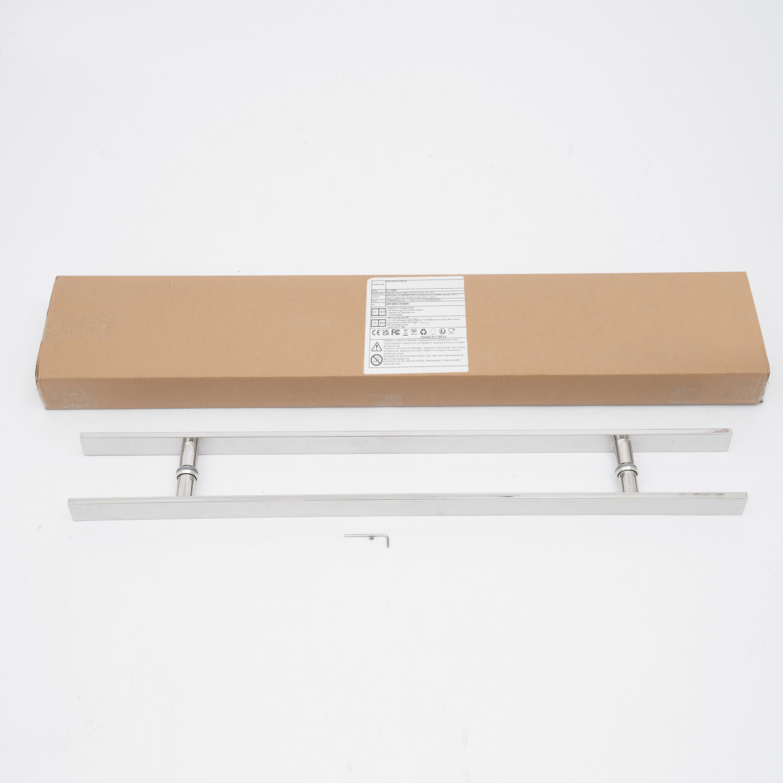 Pair Stainless Steel Push-Pull Barn Door Handles 89.5 × 4.06 cm Modern Silver