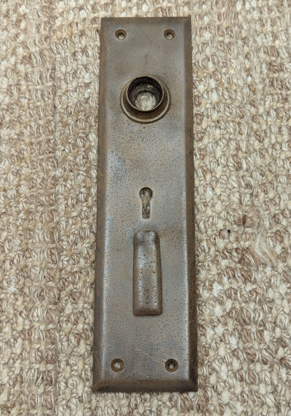 2 1/8″ x 8 3/8″ Antique Exterior Cast Brass Door Knob Plate