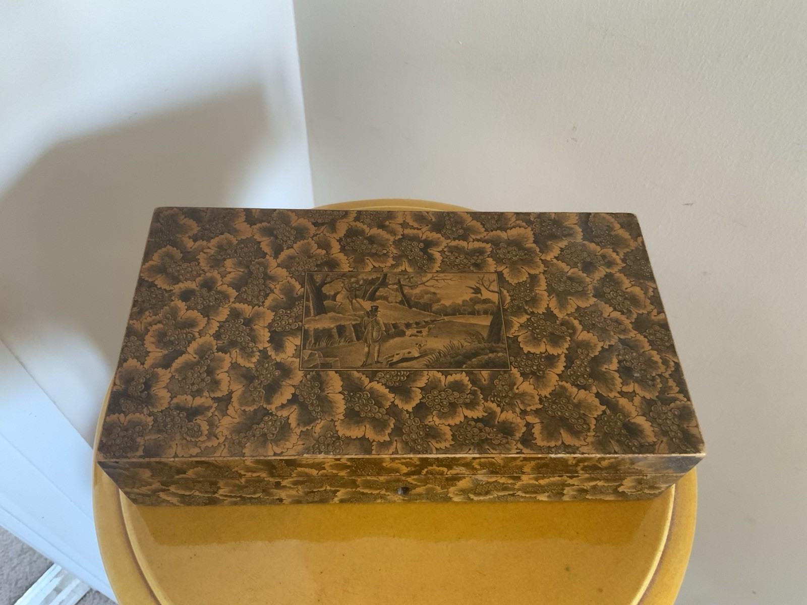 Antique Regency Mauchline Ware Work Box Invisible Hinge Signed C Stiven c1810