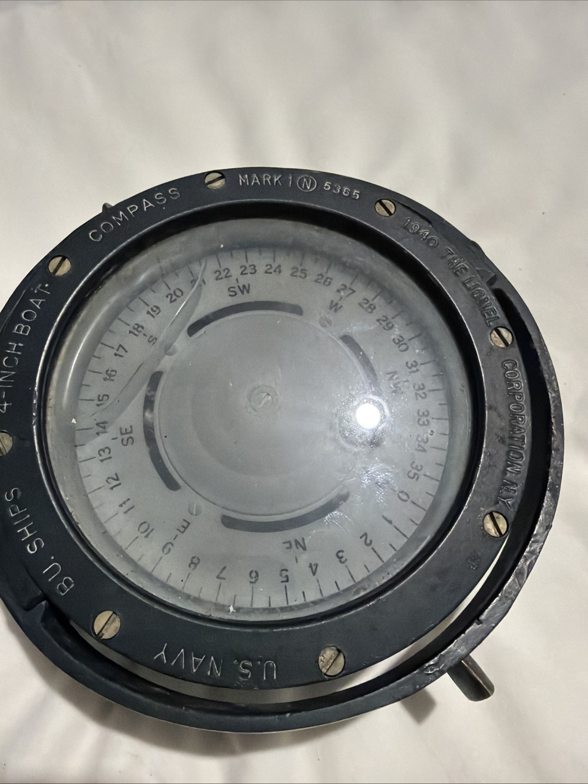 WWII Lionel NY US Navy BU Ships 4″ Boat Compass 1940 Mark 1 5365