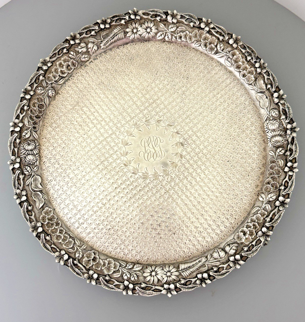 KIRK REPOUSSE Sterling TRAY SALVER 21 oz