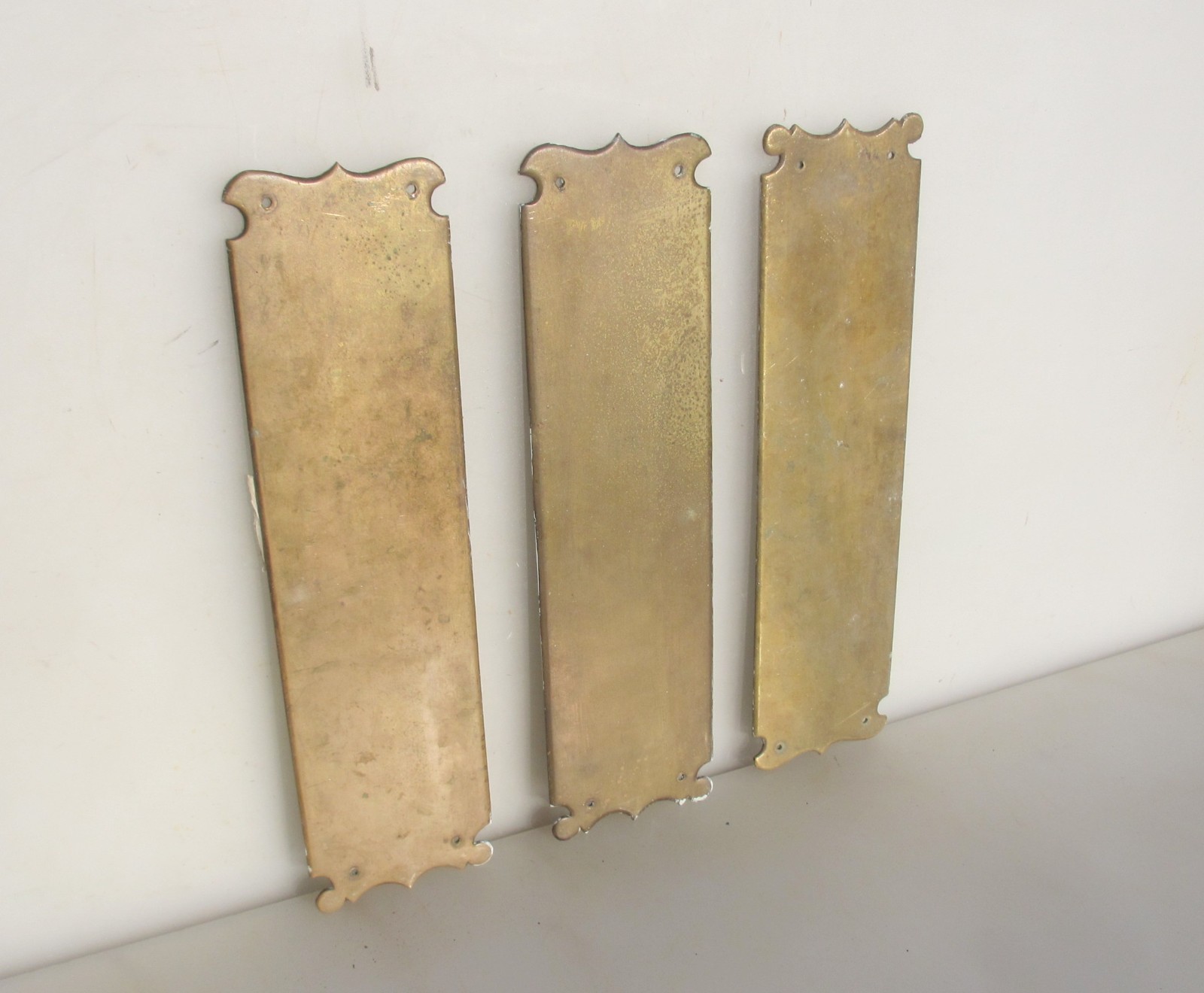 Victorian Brass Finger Plate Push Door Handle Antique Old Nouveau Gothic £20each