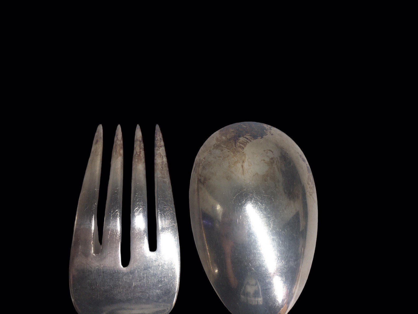 Antique HOLMES & EDWARDS ROMANCE Silverplate Serving Spoon & Fork Set 1925