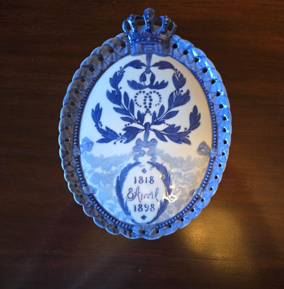 1898 Royal Copenhagen Commemorative Plate# RC-CM17 80th Bday King Christain IX