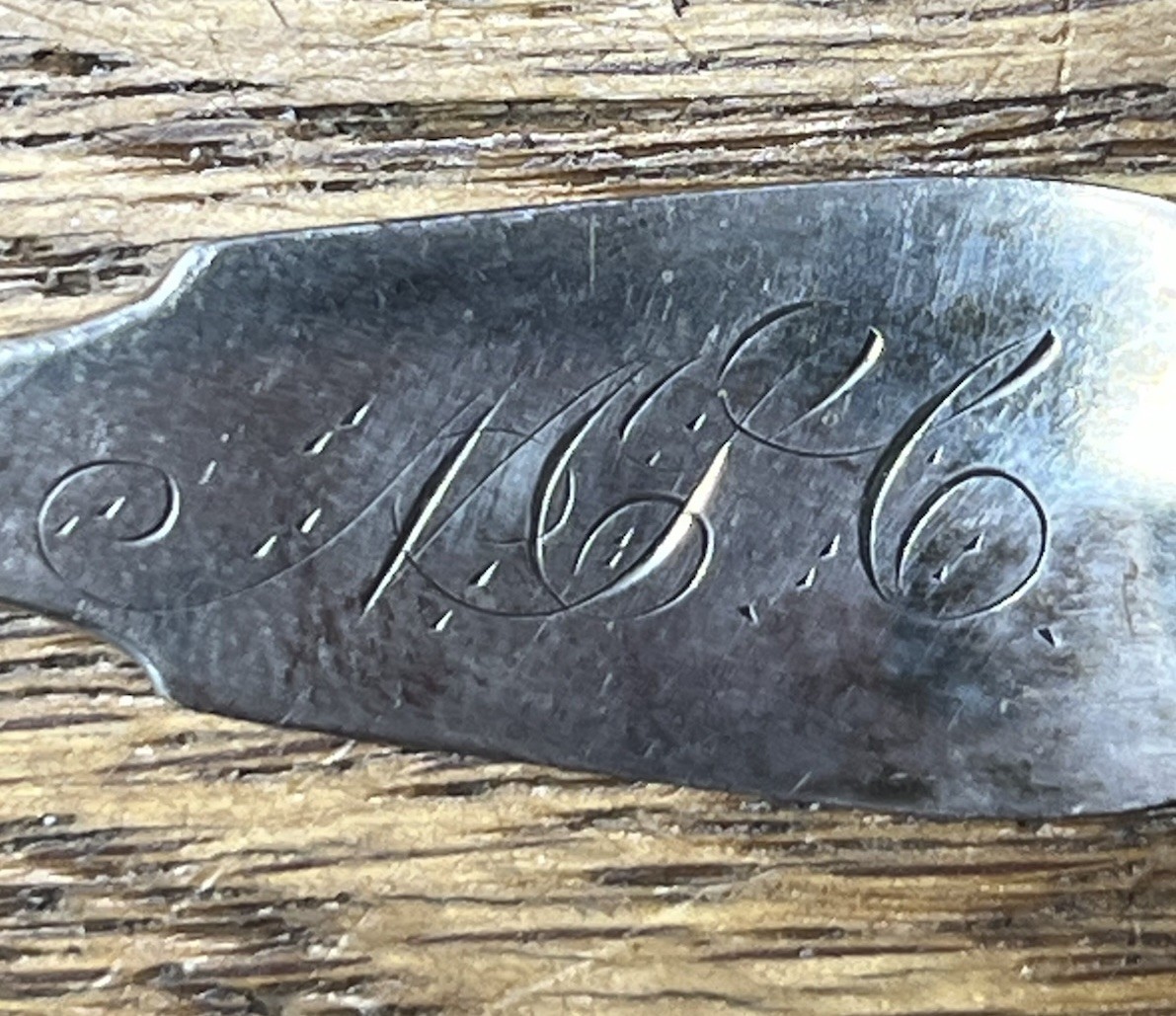 American Coin Silver Salt Spoon L Ladomus Phila 1843-1850 Monogram
