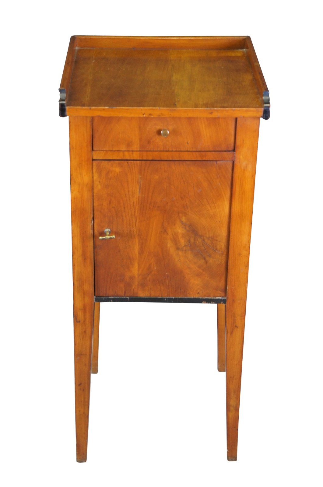 Antique German Biedermeier Cherry End Table Nightstand Pillar Cabinet 34″