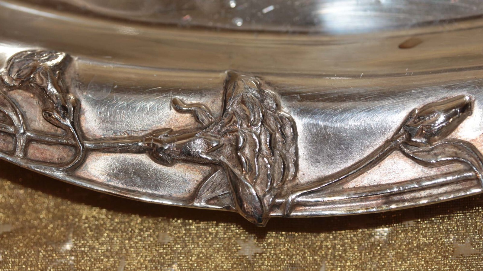 STUNNING FLOWER QUADRUPLE PLATE HARTFORD STERLING CO. SERVING DISH TRAY