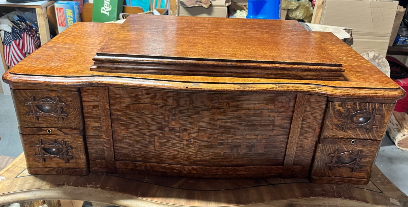 Vintage White treadle Sewing Machine Cabinet Great Condition Up Cycle Project