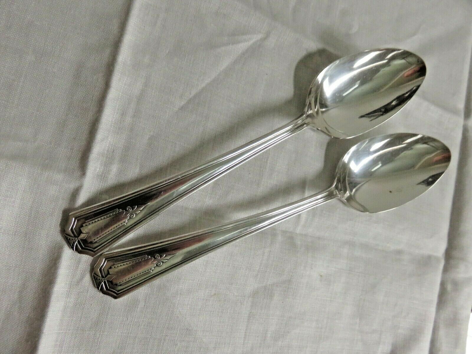 2 WM ROGERS SILVERPLATE SERVING TABLE SPOONS