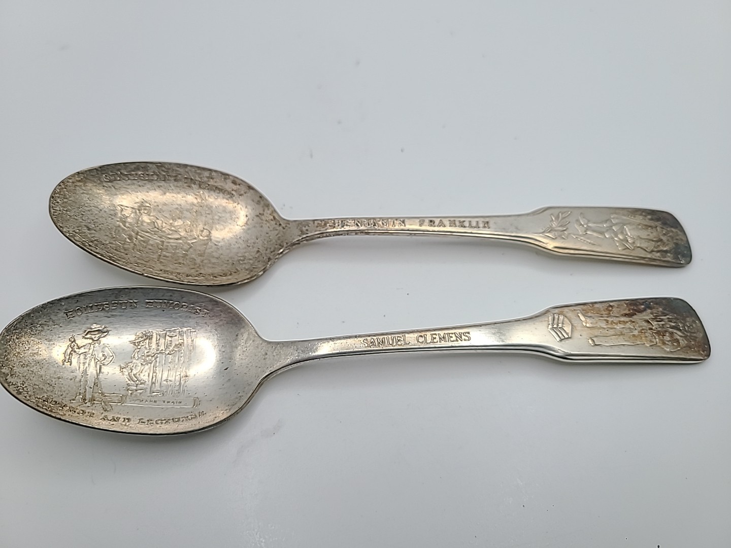 2 Vintage International Distinguished Americans Silver Spoons Benjamin Franklin