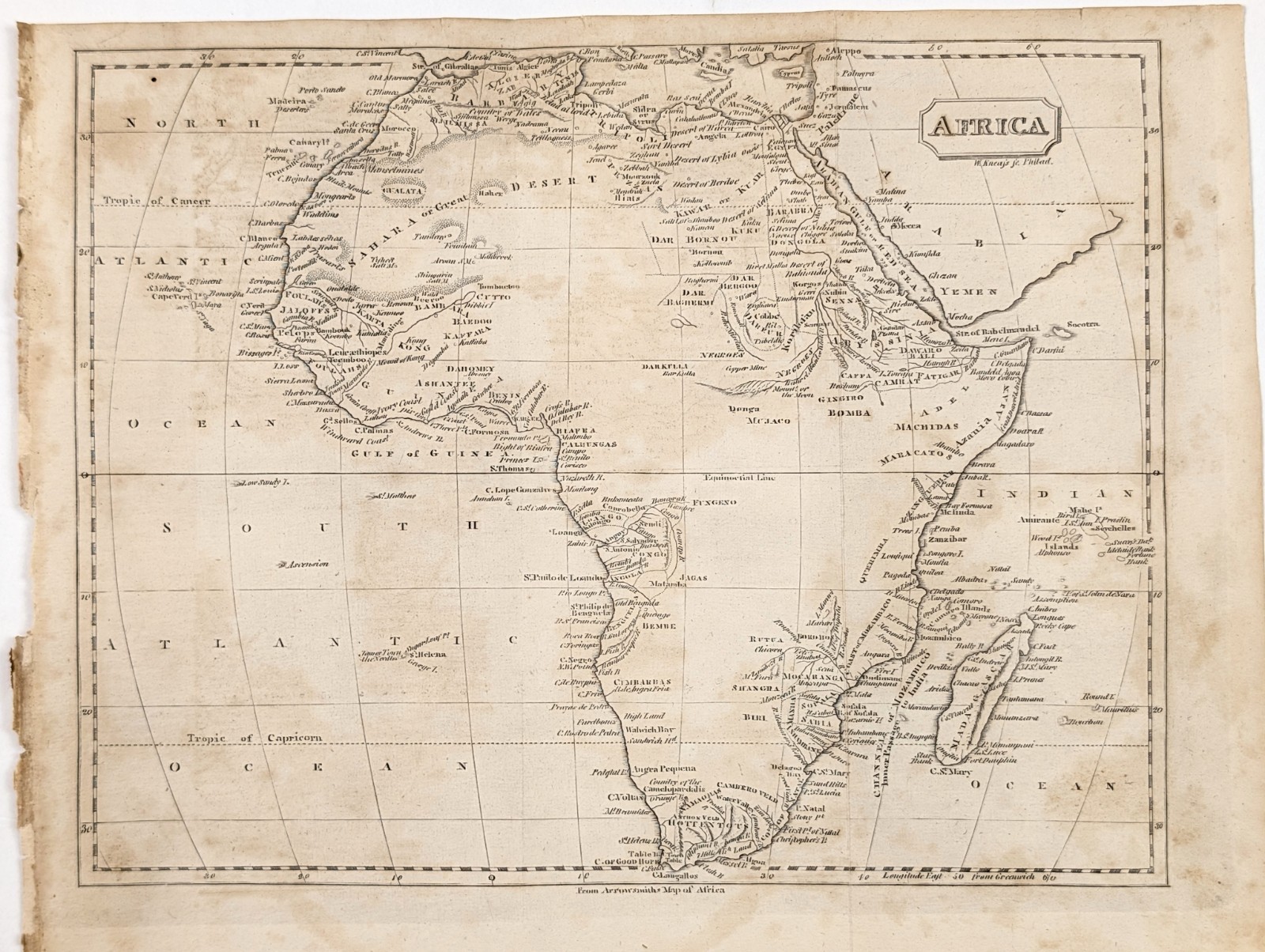 1815 AFRICA Map ORIGINAL R. Brookes Barbary States – Hottentots – Anan