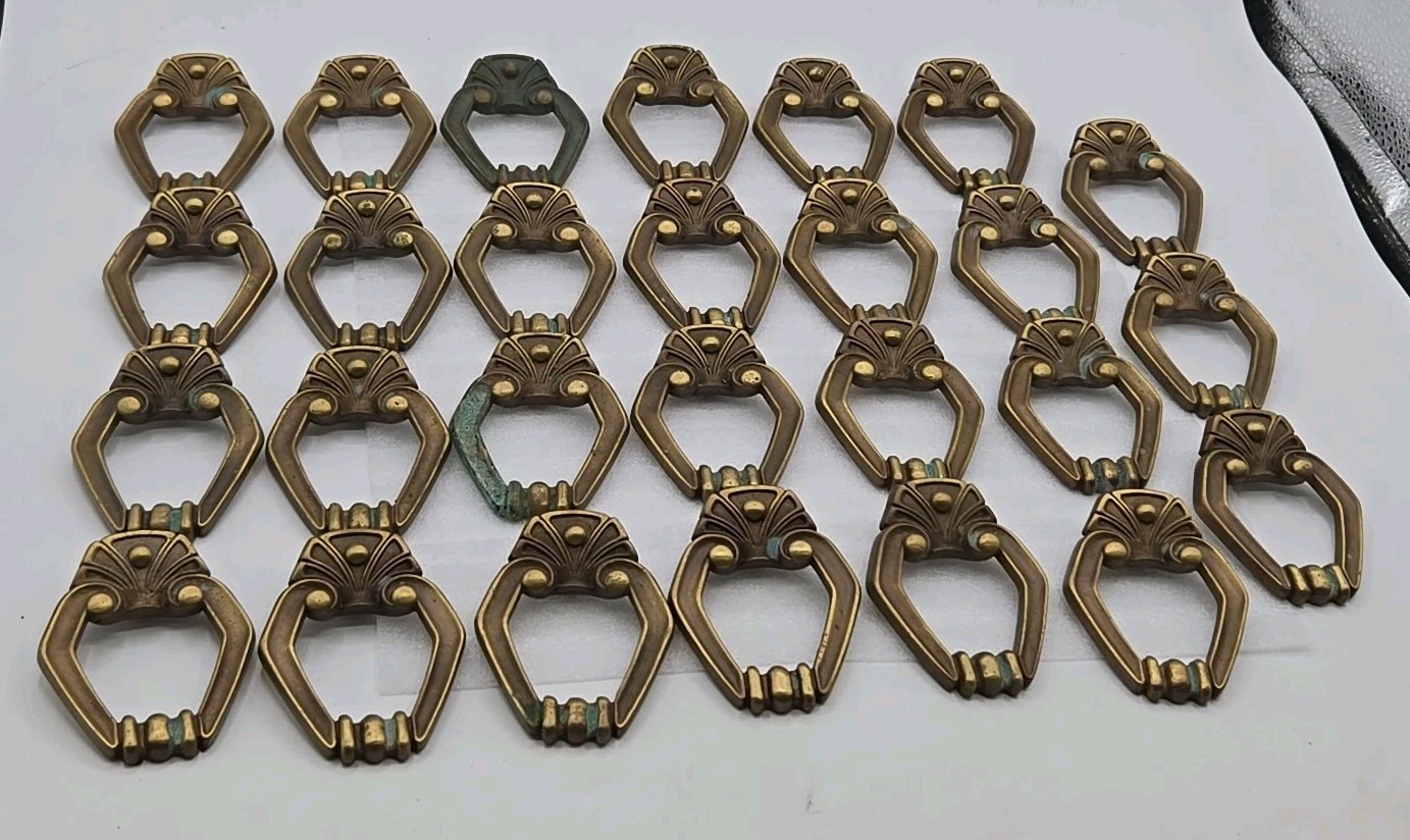 27 Vintage Art Nouveau or Art Deco Antique Brass Single Screw Drawer Pull Handle