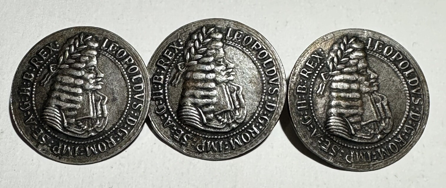 Austria Leopold I “Hogmouth” As Roman Emperor 1657-1705 Rare Set Of 3 Buttons