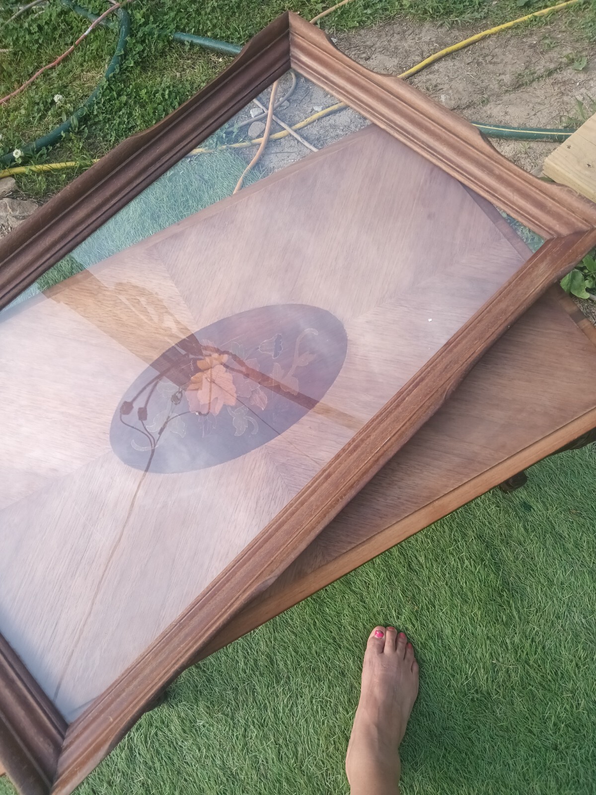 Weiman Heirloom Quality Inlaid Floral With Serving Tray Table