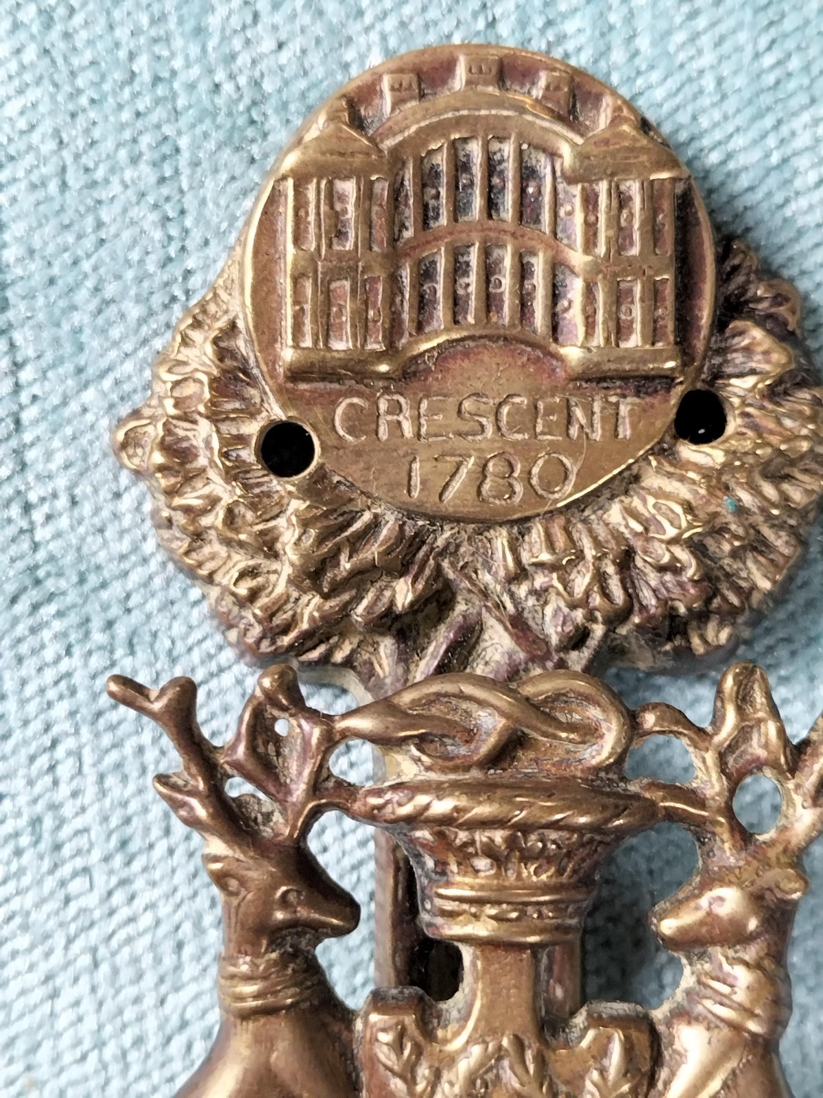 Buxton Crescent Door Knocker, Brass, Vintage, 11cm L
