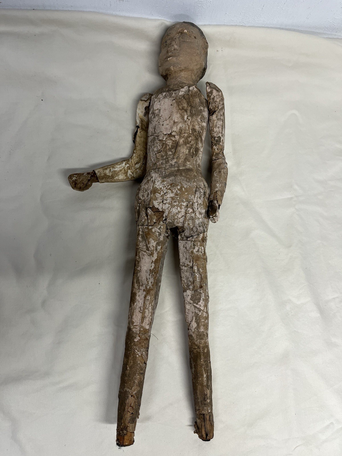 Early American Articulated Folk Art Paper Mache Doll