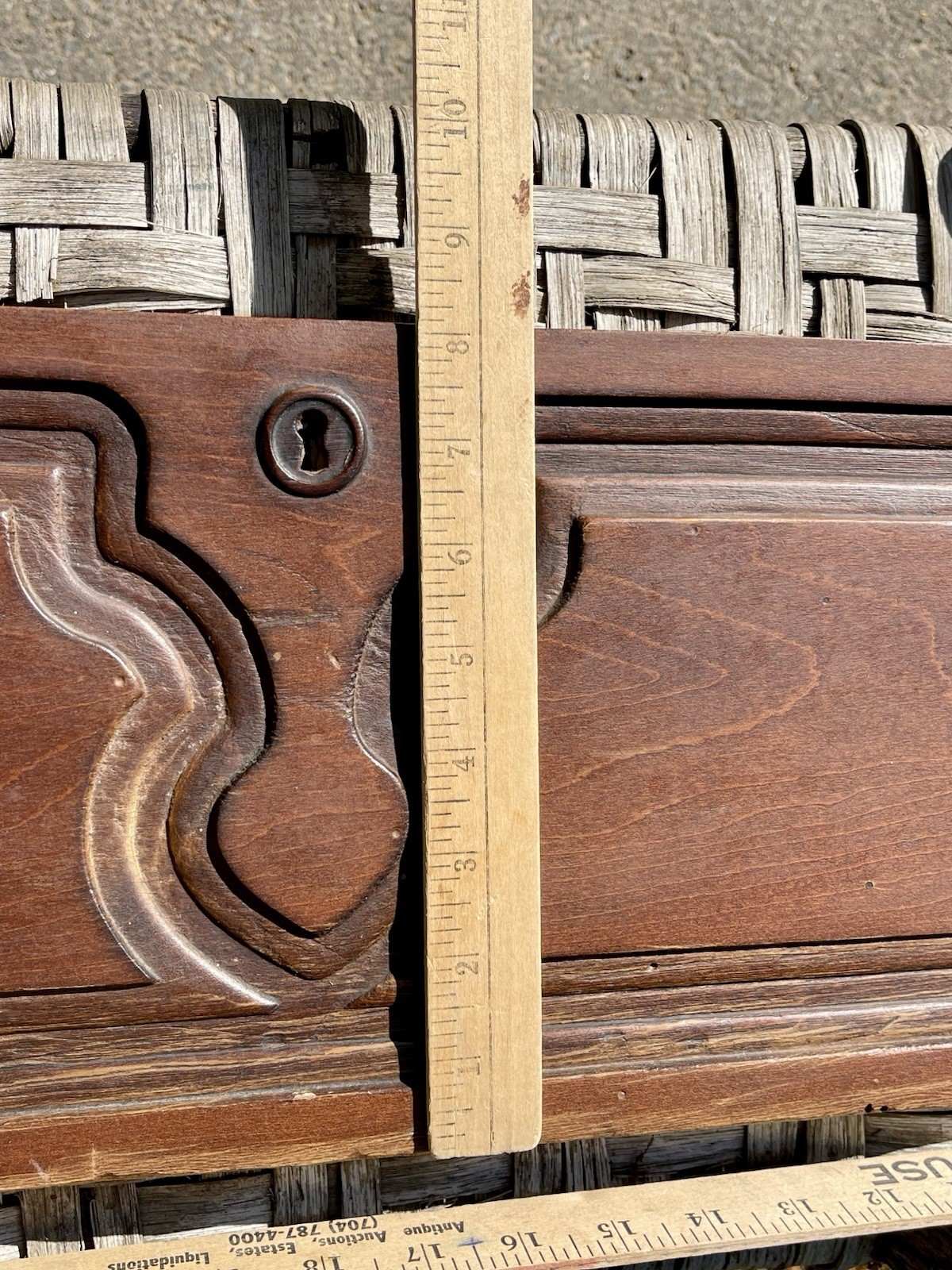 Carved 32″ Antique DRAWER FRONT pediment wooden crown board topper door header*c