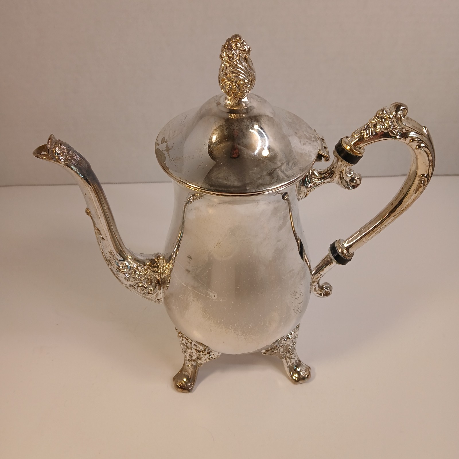 Vintage Peerless Silverplate Tea Coffee Set with Ornate Tray 1960s