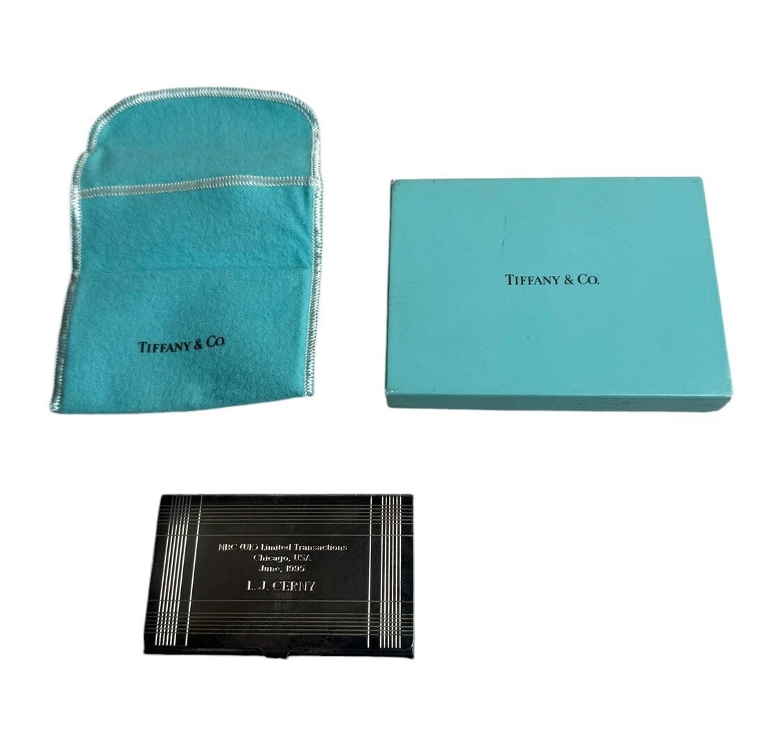 VTG Tiffany & Co. Silver Plate Collectible Business Card Case & Bag Chicago