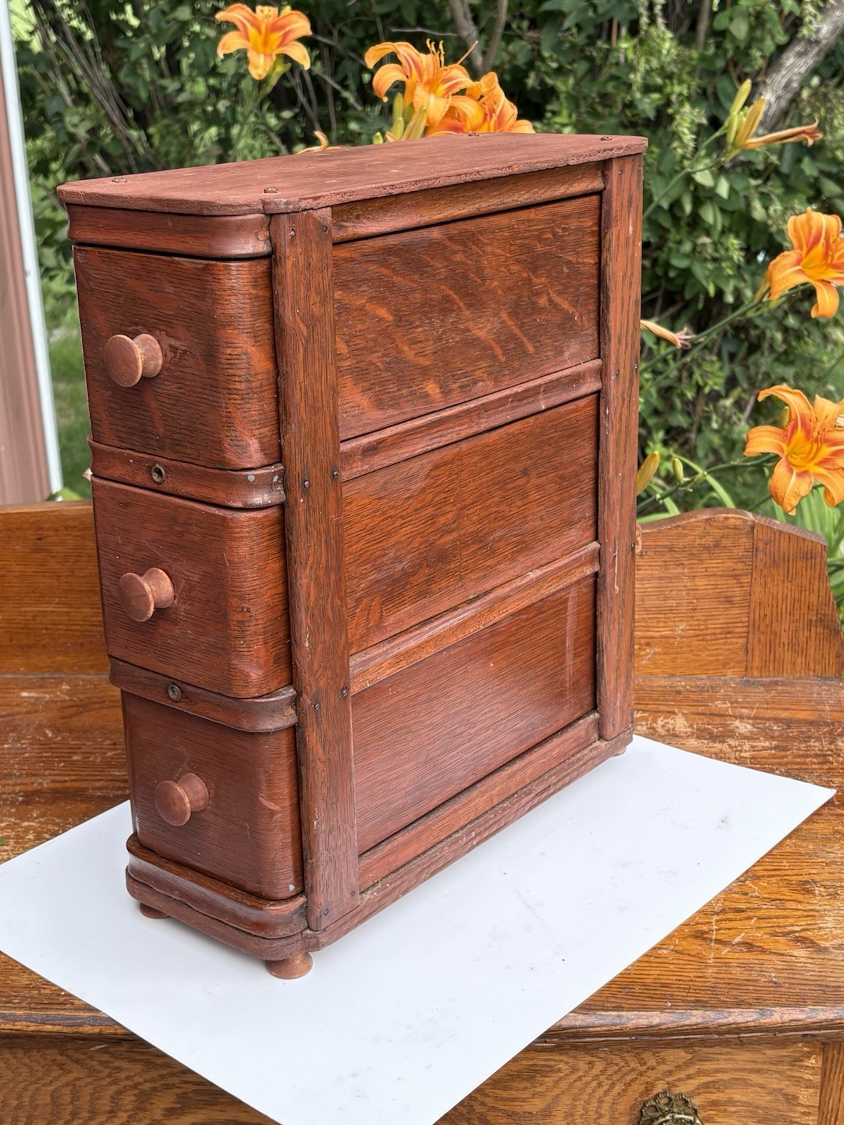 Antique Treadle Sewing Machine Drawers, Set of 3 In Frame Cottagecore Farmhouse