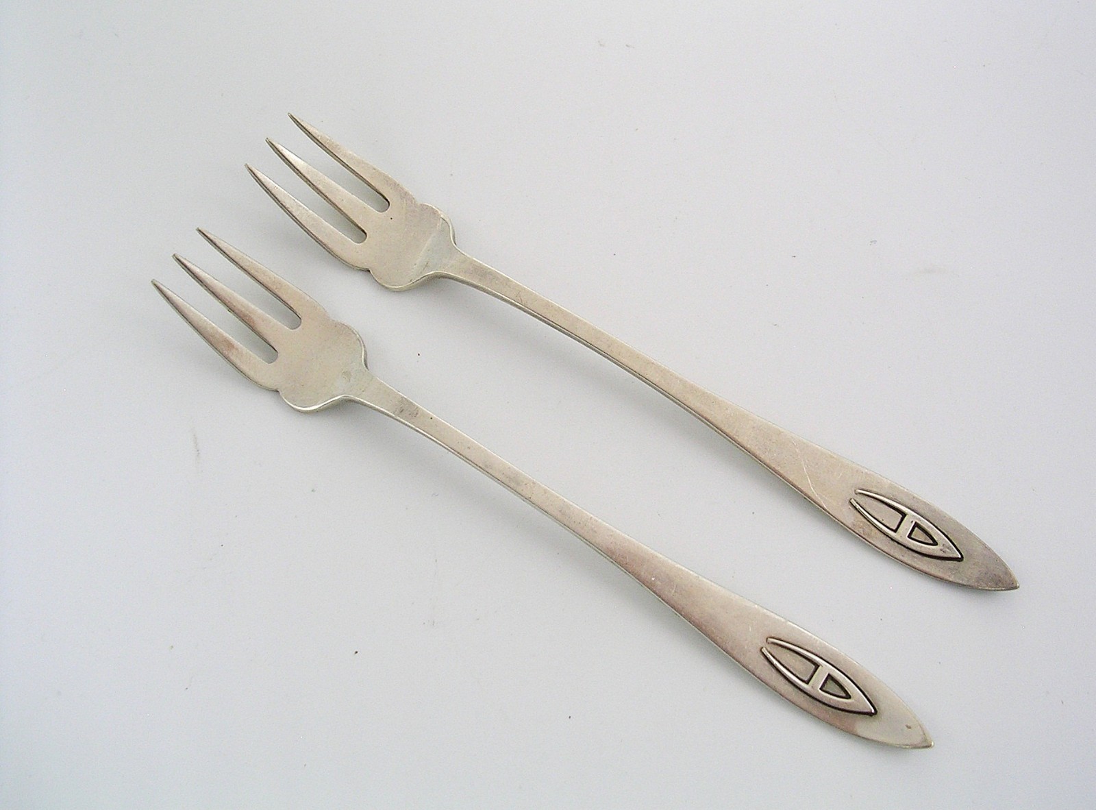 2 Antique Shreve Sterling Silver Cocktail Forks~Buckingham Narrow ~5 3/8″~Mono A