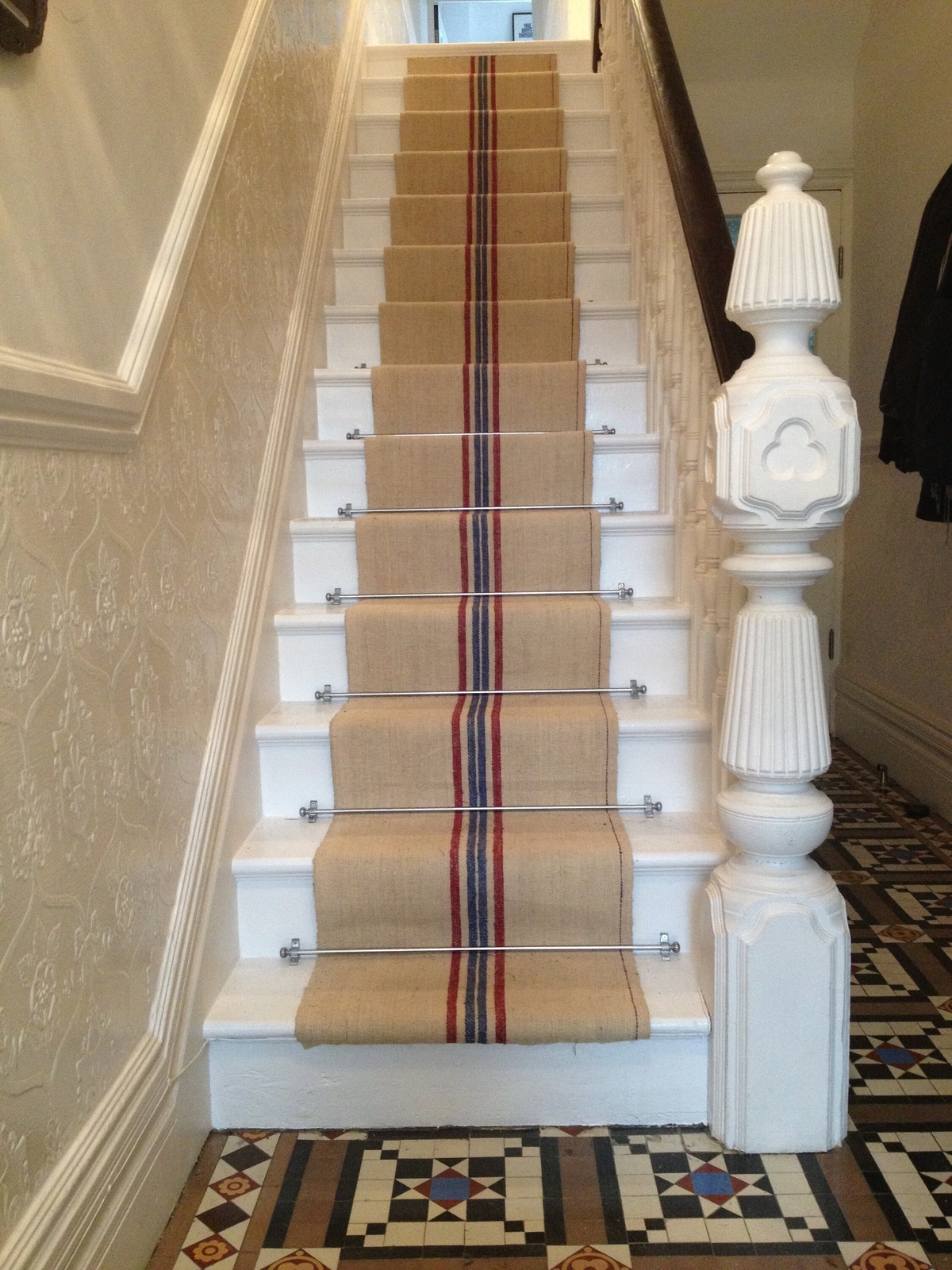 2.5 yards Antique European Stair runner heavy hemp Grain sack Fabric by the yar