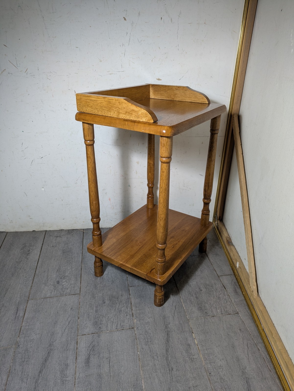 Vintage Rustic Country Colonial Solid Wood Small 2-Tier Side Telephone Table W52