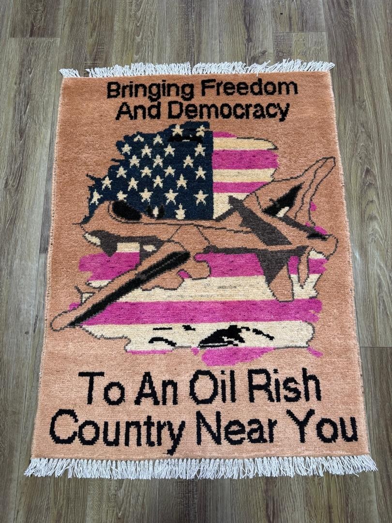 Opium, AK47, 9/11, drone, Palestine USA, Afghan war rugs, hand made carpets, s6
