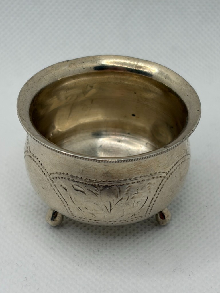 ANTIQUE RUSSIAN Imperial 84 SILVER Footed Salt Cellar- Medium Size