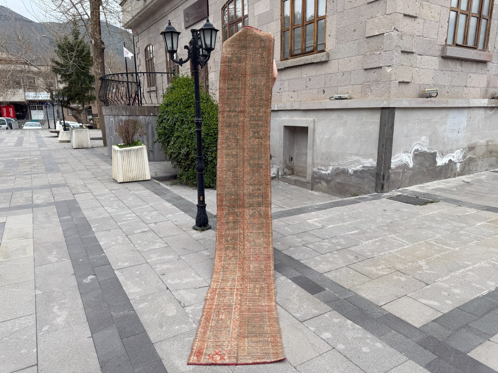 Vintage Oushak Runner Rug 1.7×11.2 ft Skinny Turkish Hallway Rug