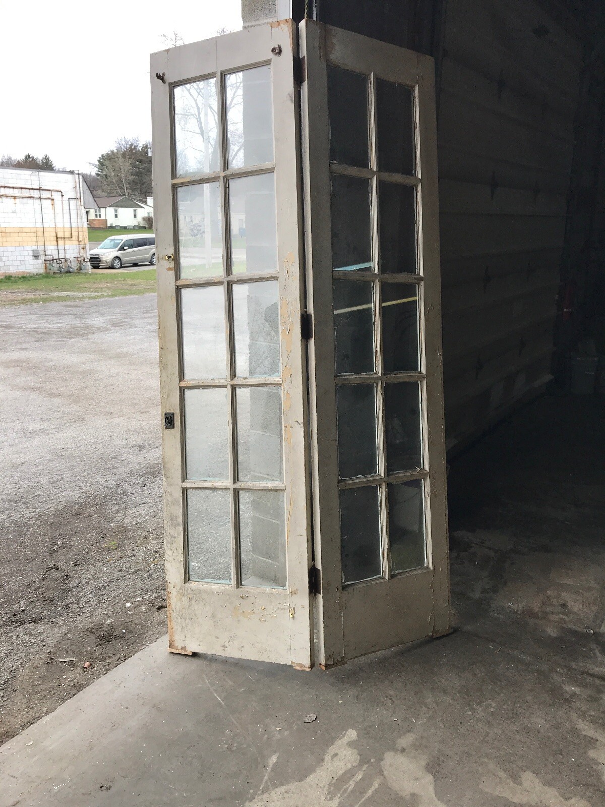 MAR 306 pair antique flat glass bifold doors 47.5 x 90