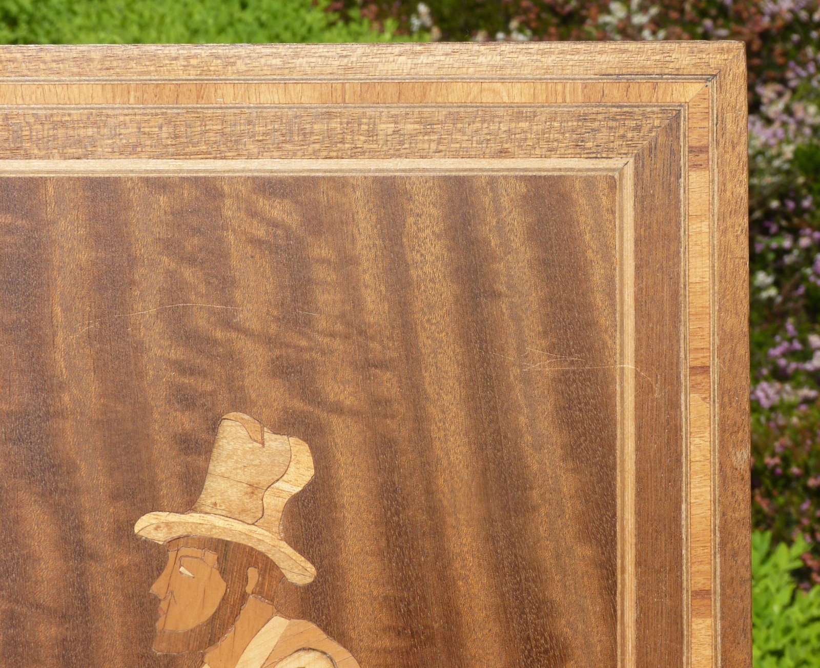 Wooden inlaid Marquetry picture Vintage