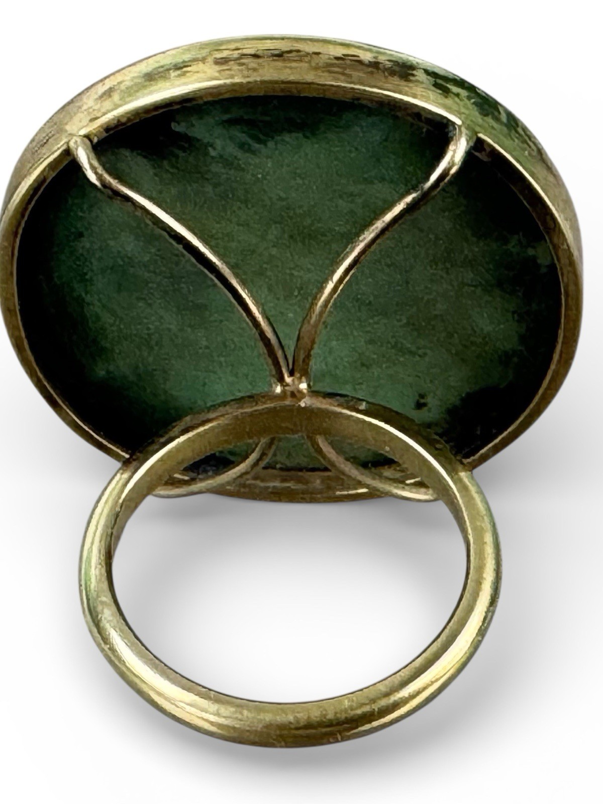 Chinese 9ct Gold Mounted Turquoise Ring, Carved Cricket On Pak Choi, UK Size L