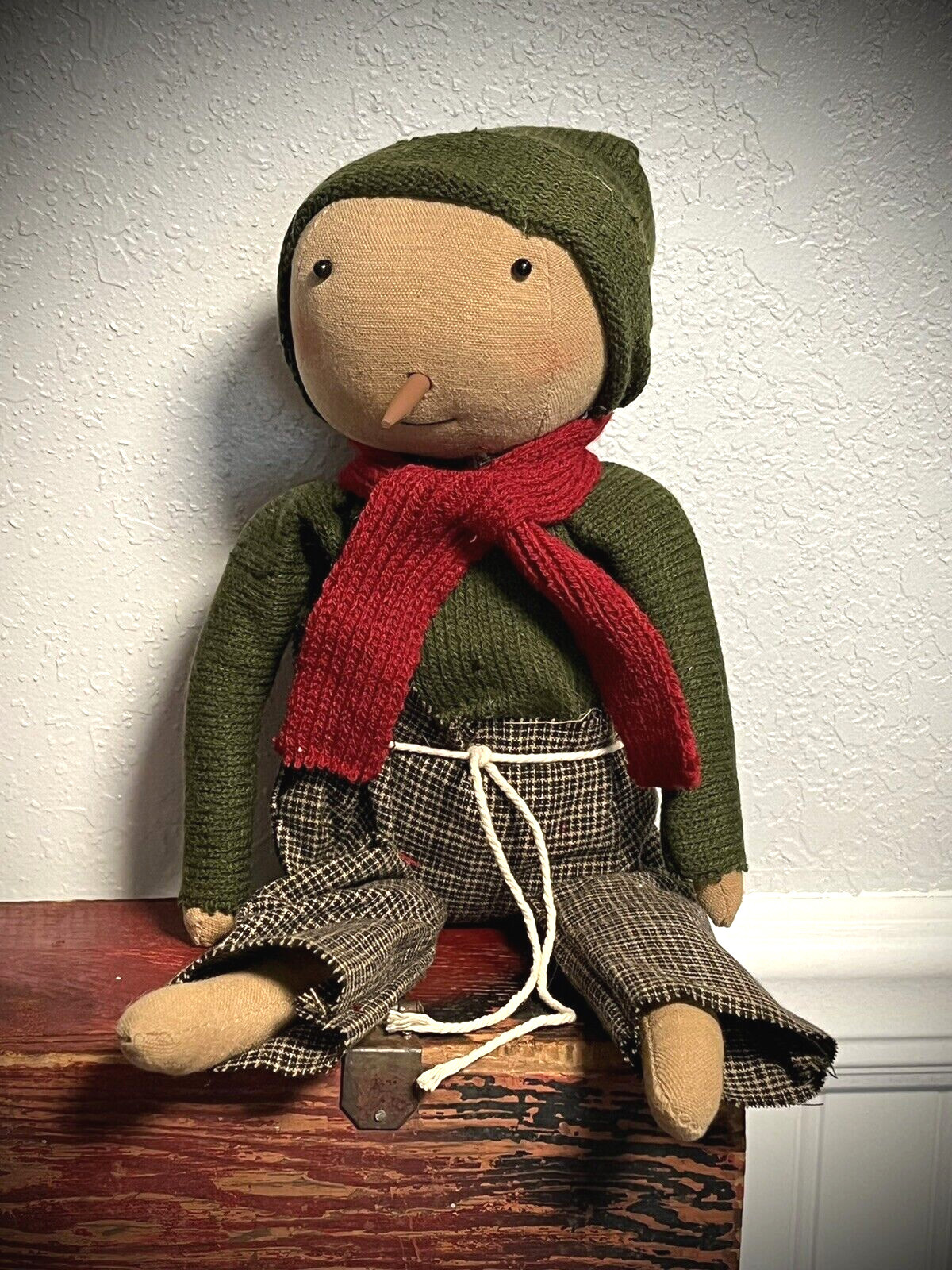 Grubby Primitive Rustic Christmas Sweet Frank / Frankie Rag Doll Snowman 17″