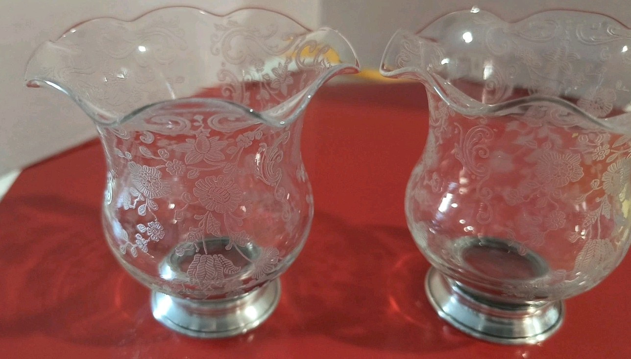 Sterling Silver-based Crystal Cigarette Urn/Votive Cambridge Chantilly Floral