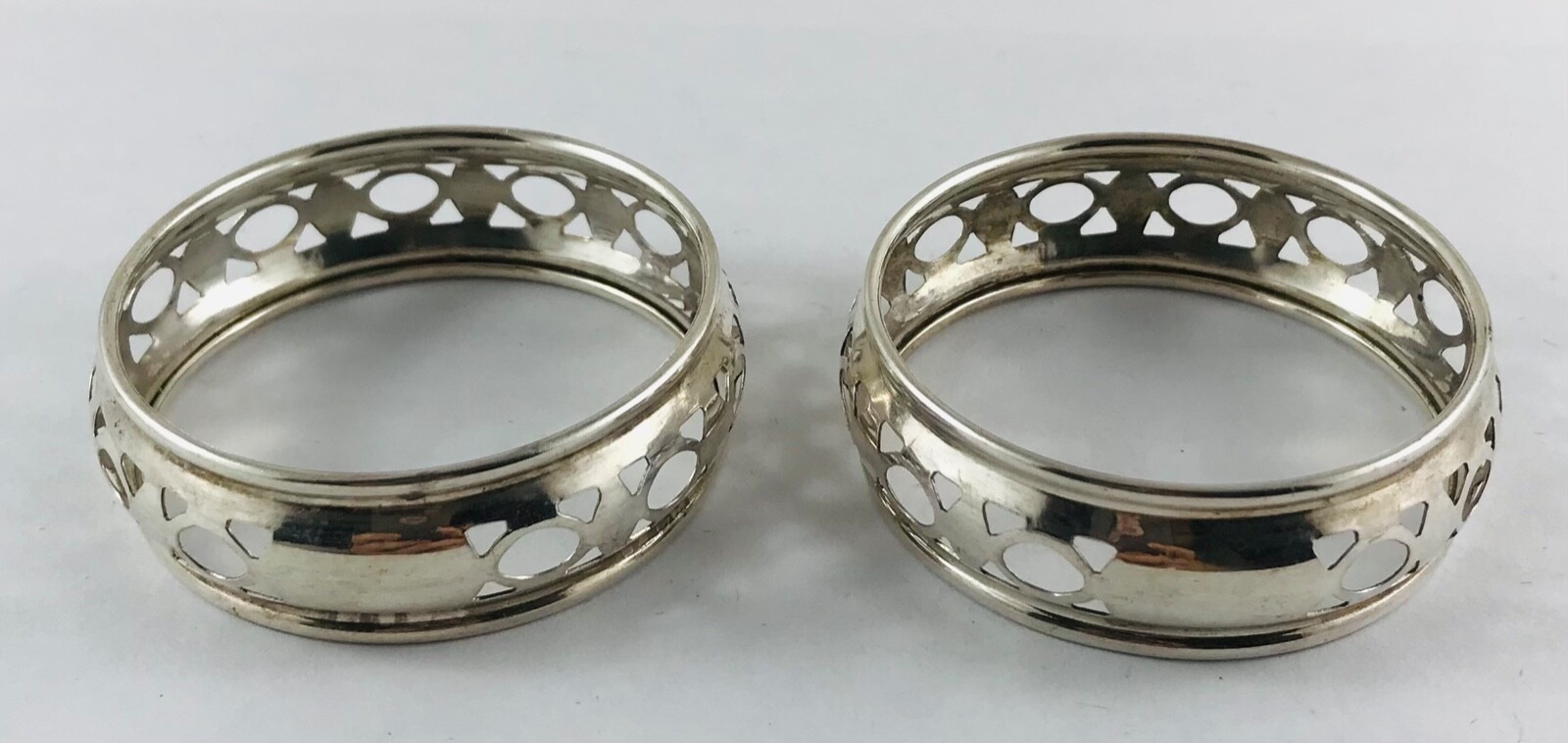 Lovely Pair of Vintage Sterling Silver Napkin Rings by Roden Bros. Ltd. pre 1953