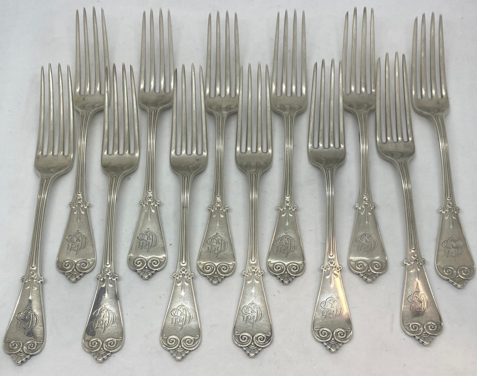 Tiffany & Co Sterling Silver Tiffany Pattern Fork 1869 7.75 Inch 12 pc