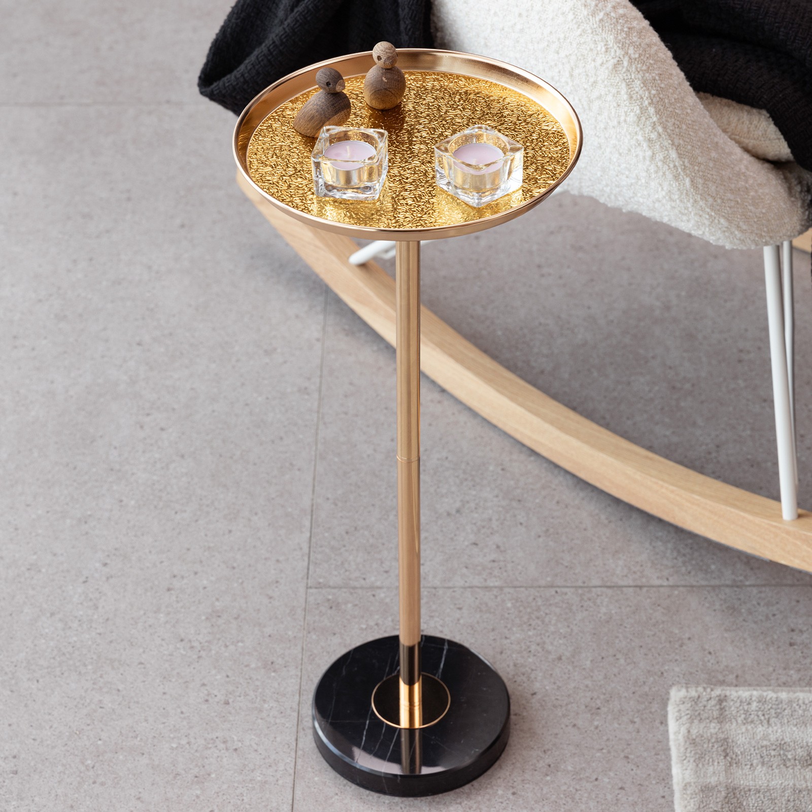 2Pcs Adjustable Side Table Small Tea Martini Table for Display and Storage Gold