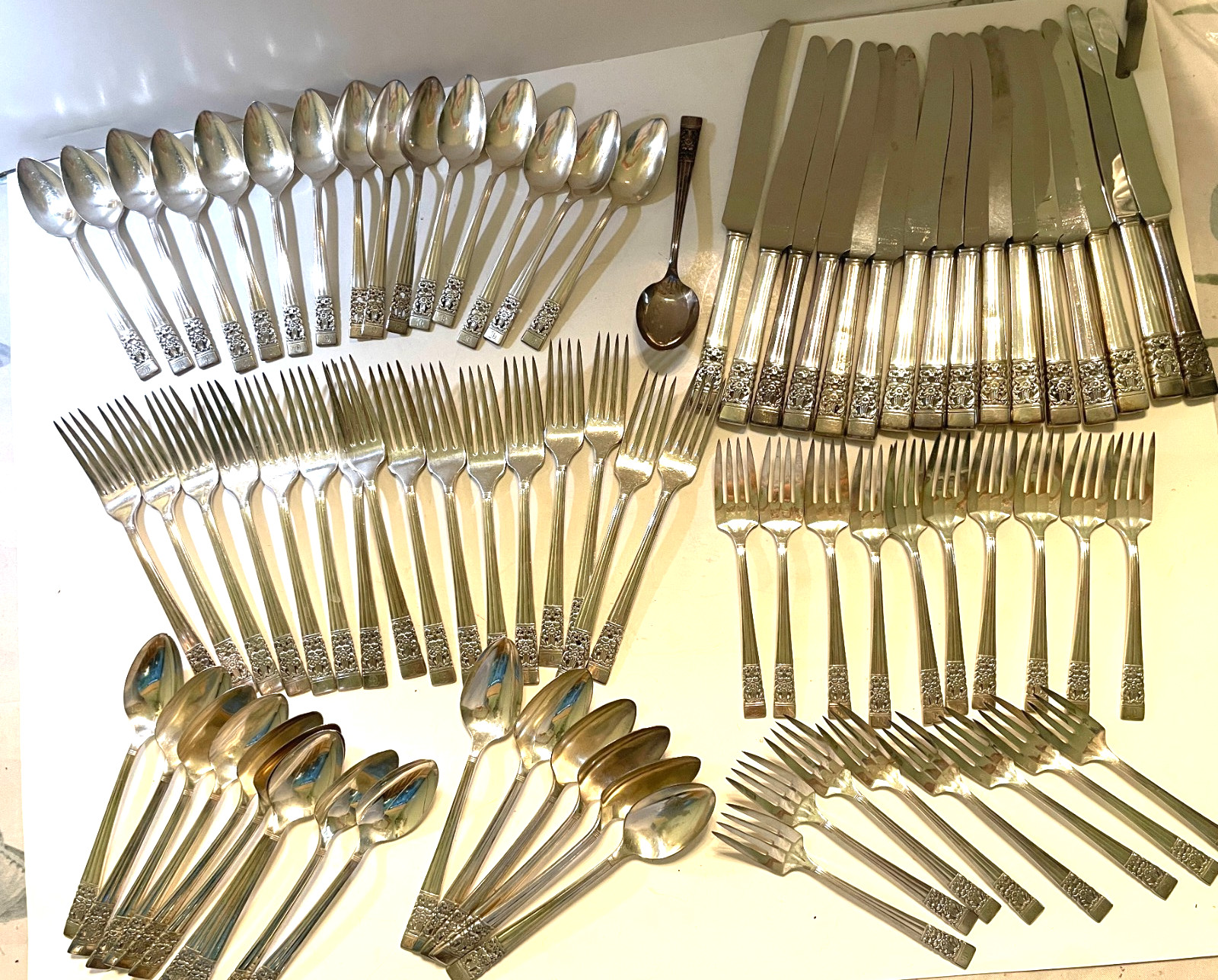 82 Pc. Oneida Community Plate Flatware in Coronation Pattern , Monogrammed