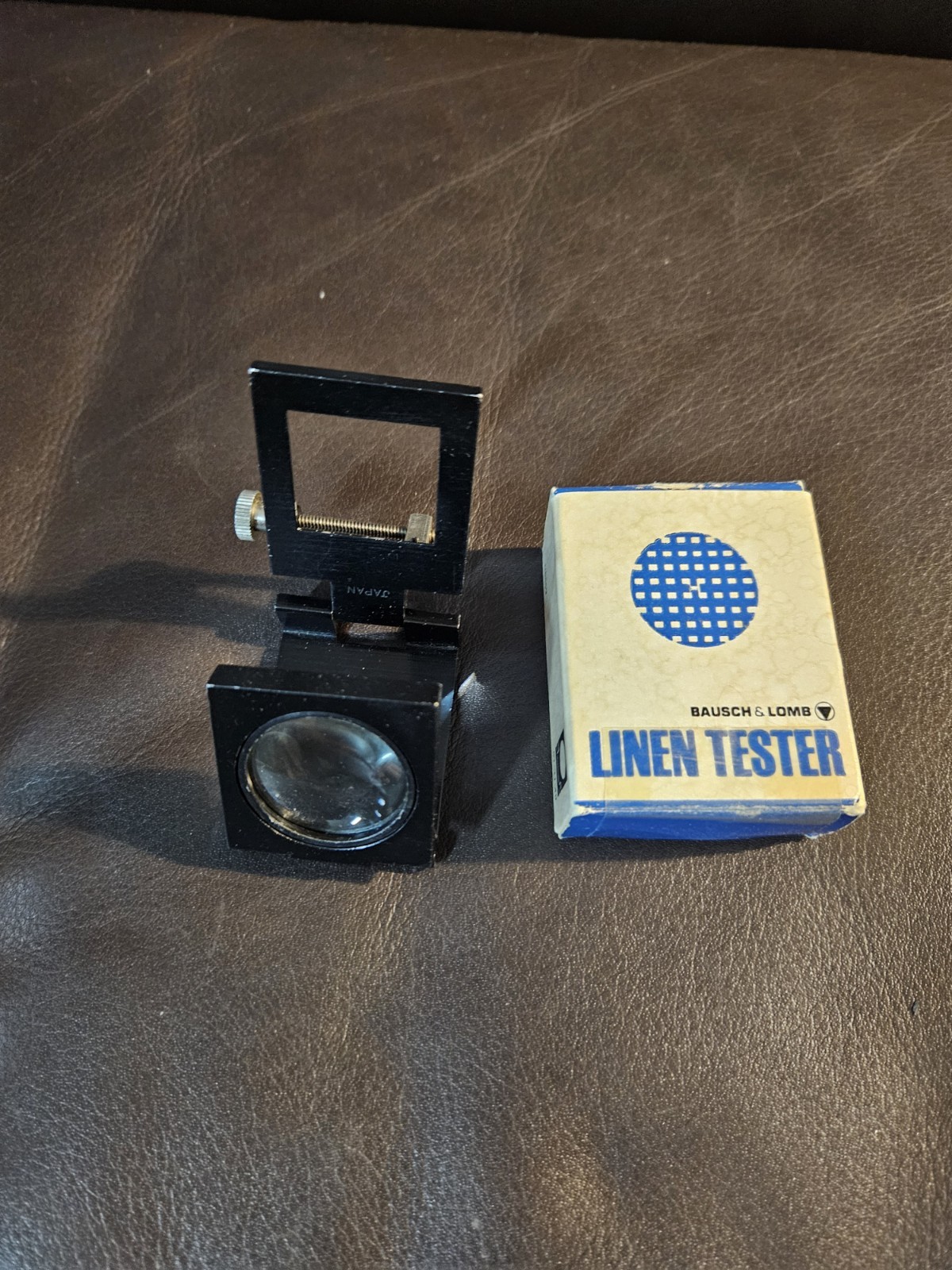 Vintage Bausch & Lomb Folding Magnifying Glass Loupe Linen Tester w/Box