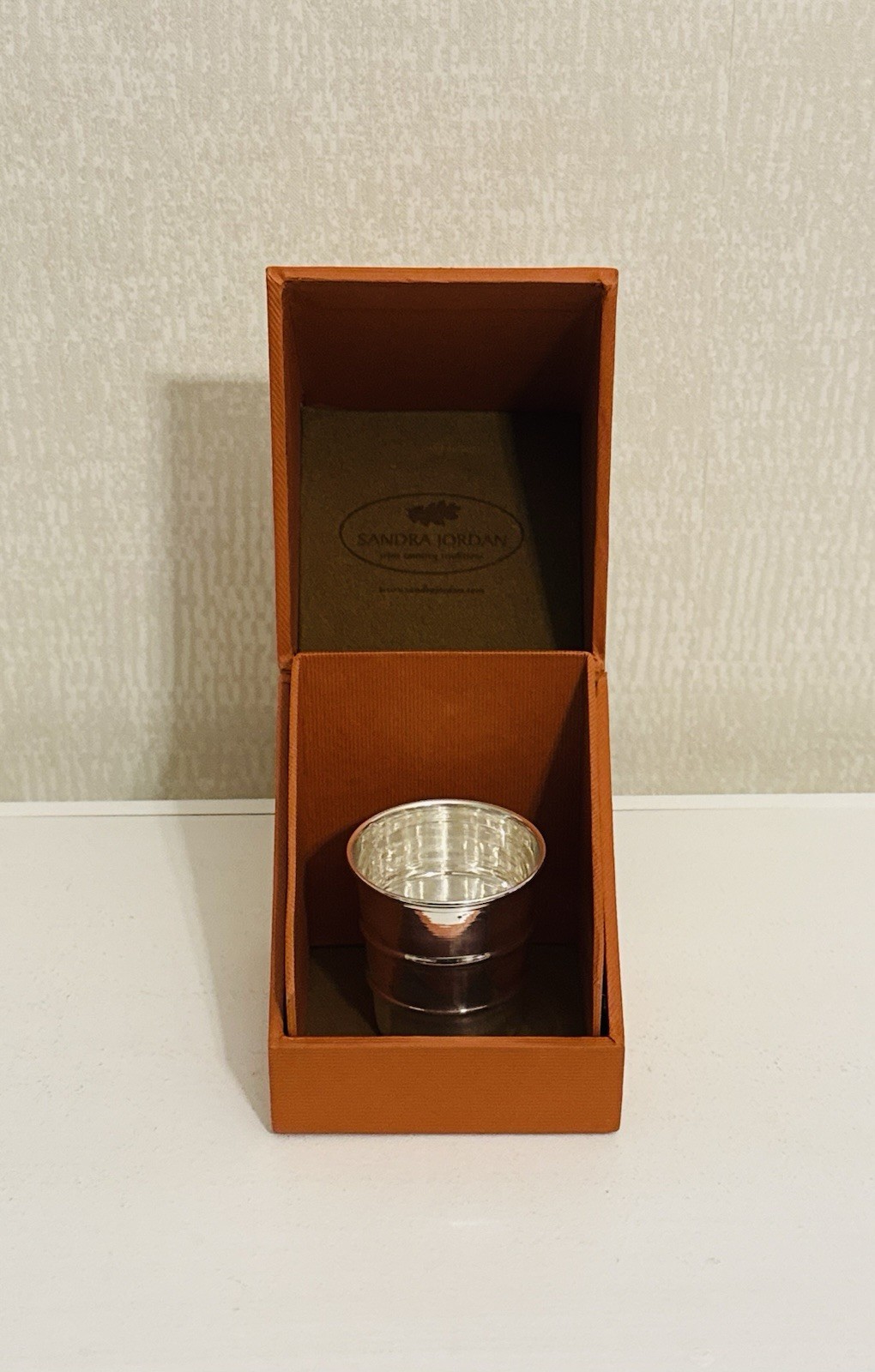 Contemporary Silverplate Measuring Cup In Original Box By Sandra Jordan , NY