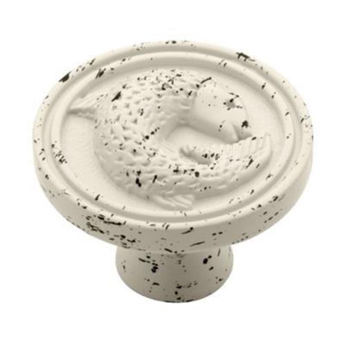 (5 Pack) 1-3/8 inch SeaSide Cottage Pisces Fish Knob Vintage Antique White