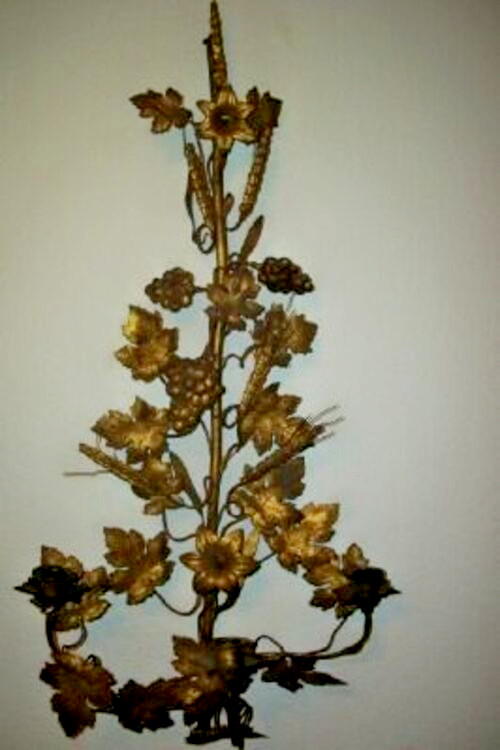 1800s FRENCH Gilt Bronze Candle Sconce Church Altar Large Grapes Wheat Aged RARE